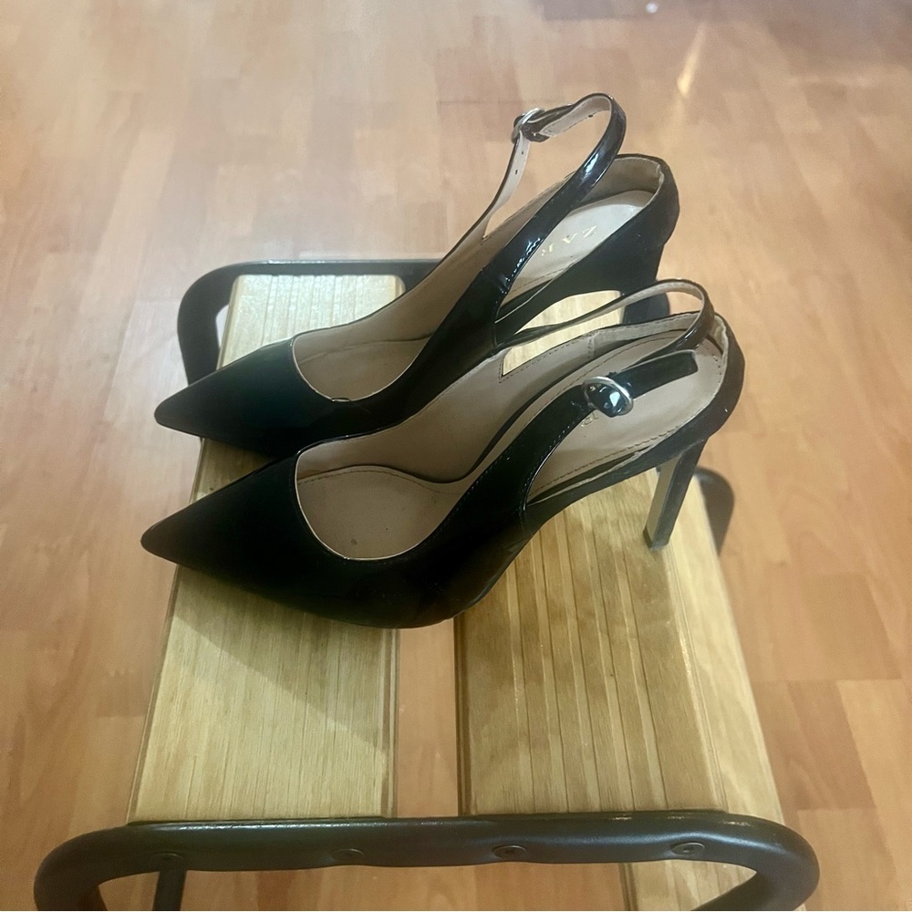 Zara black stiletto slingbacks